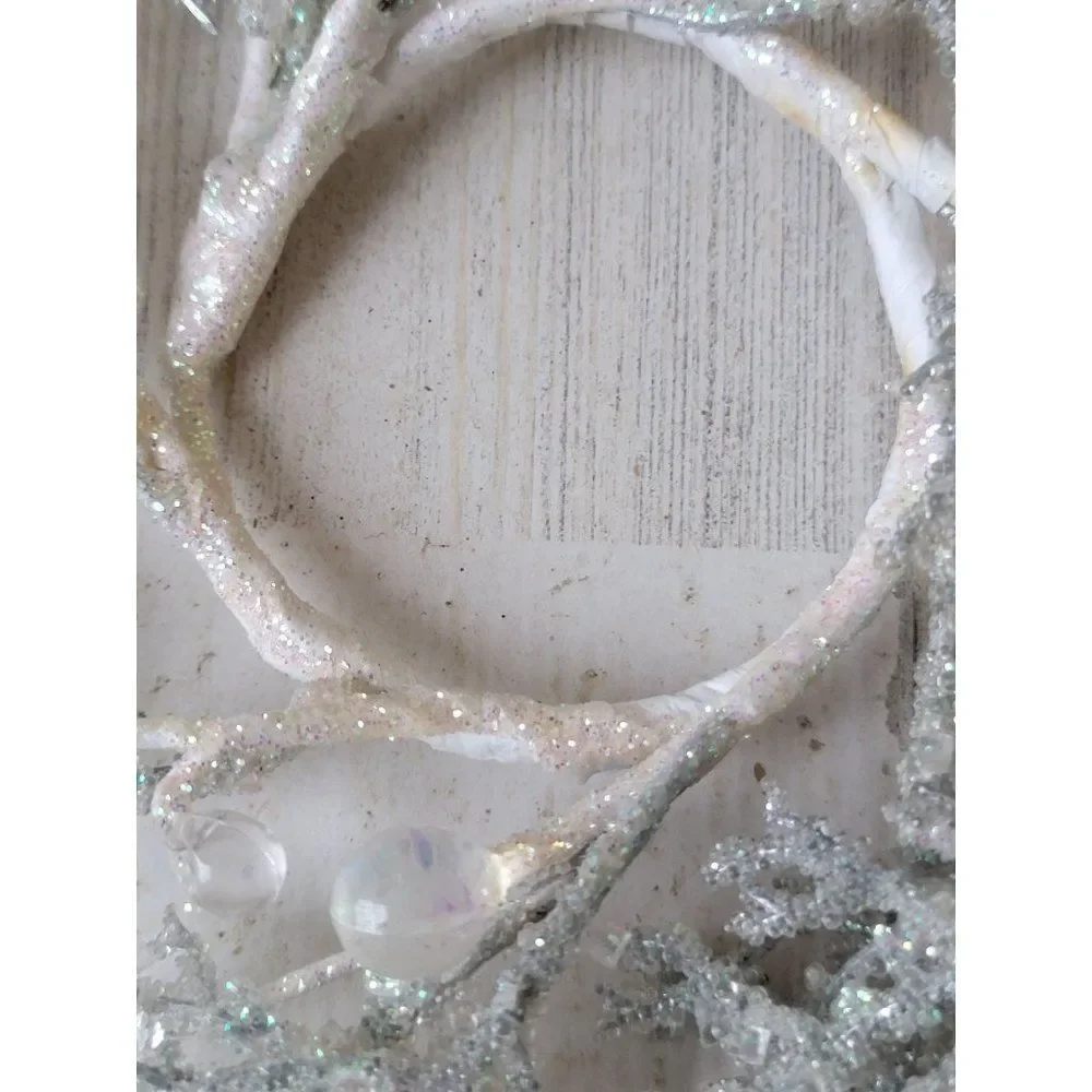 Mini white silver snow tree‎ wreath ornament Xmas decor